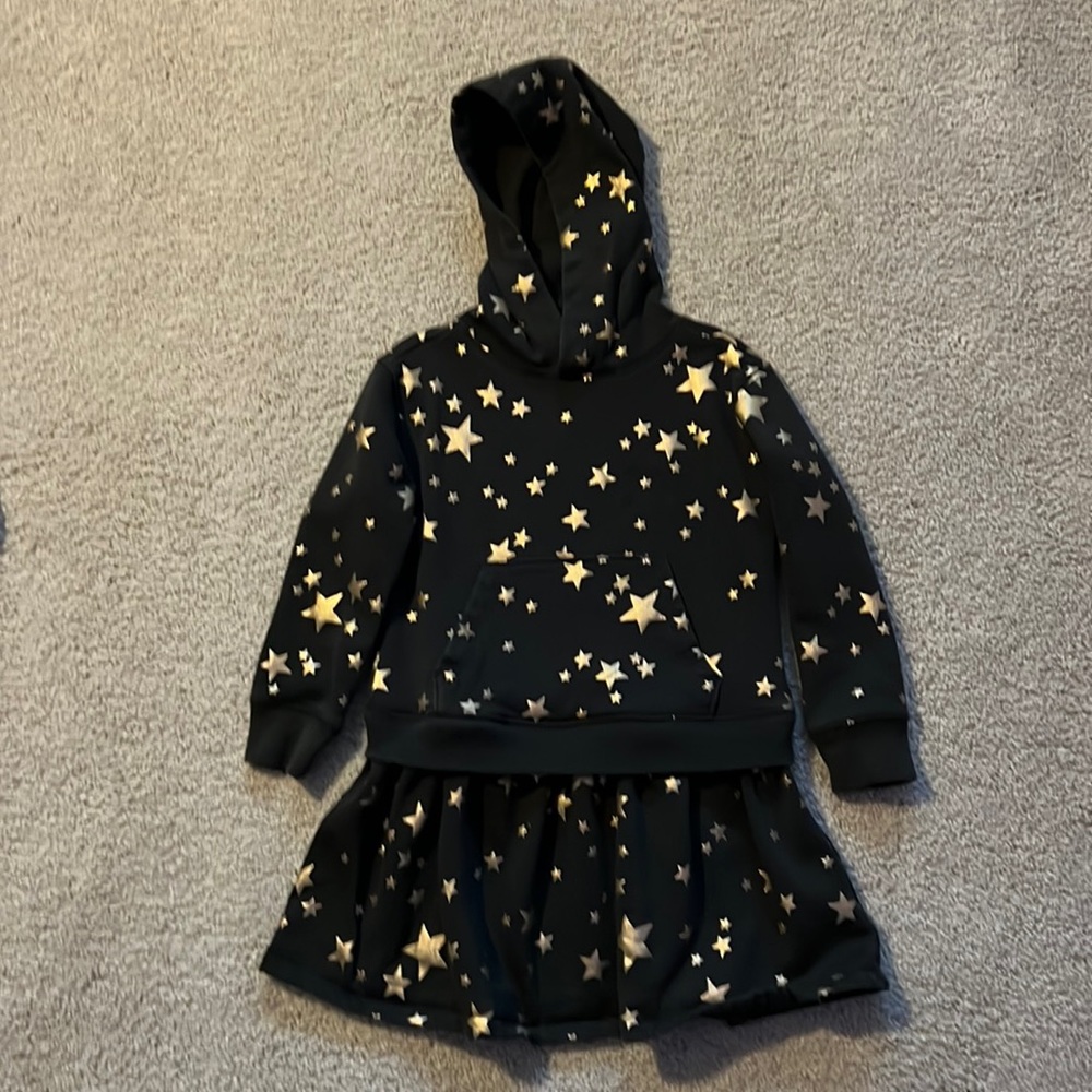 J.Crew Girls' hooded sweatshirt-dress in shining-stars print in Sz 5